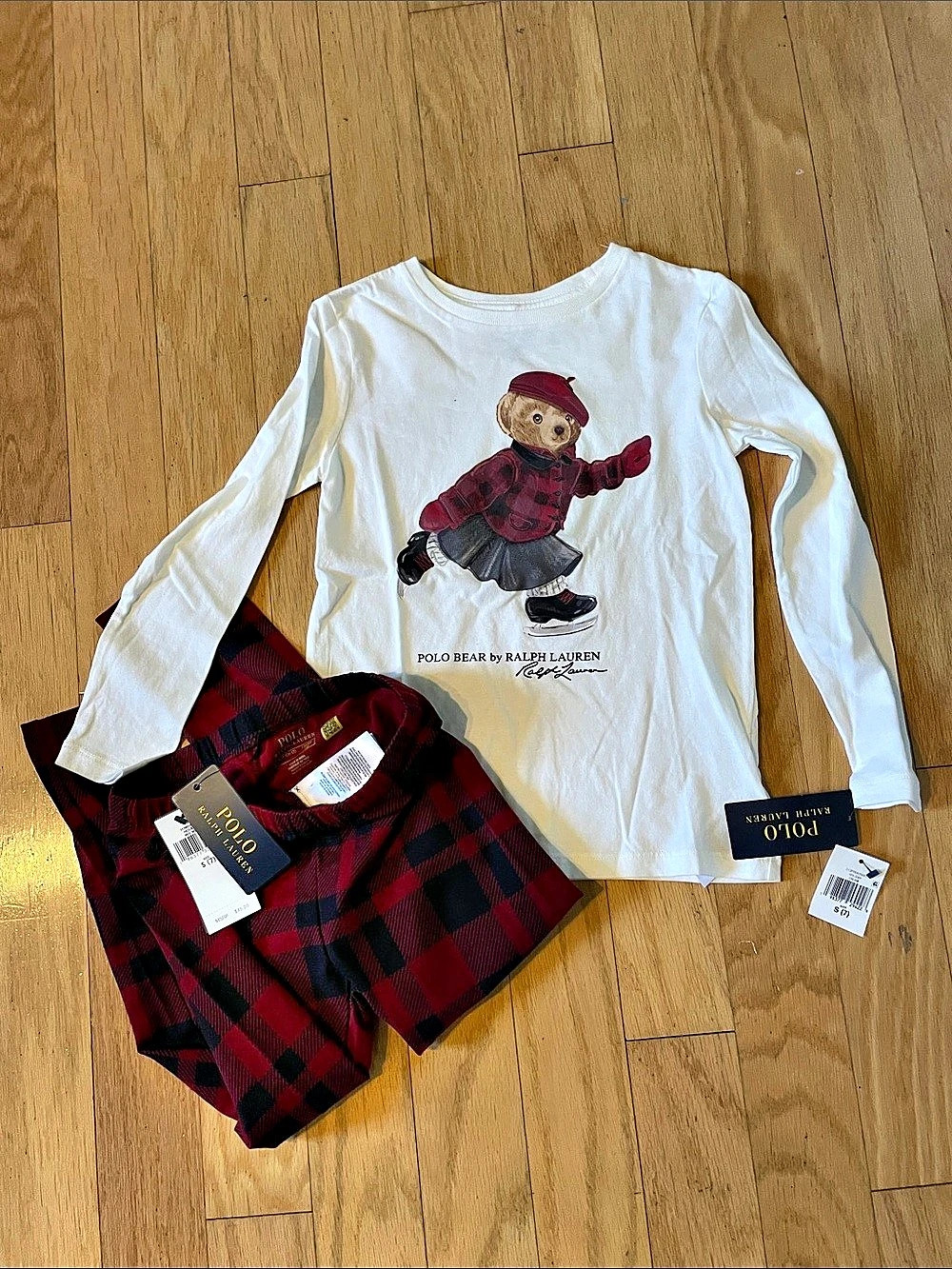 Polo Ralph Lauren Bear Girls Size 7 Plaid Matching Set NWT